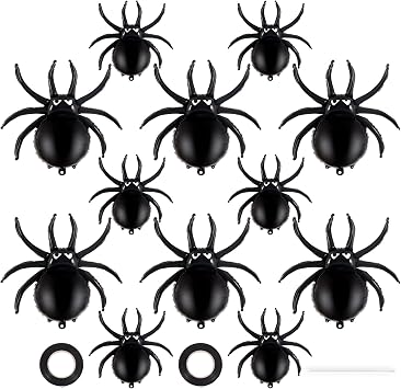 12 Pcs Black Spider Balloons, Halloween Party Decorations, 33 Inch and 17 Inch Spider Foil Mylar Balloons for Halloween Party Birthday Haunted House Spooky Decoration Supplies