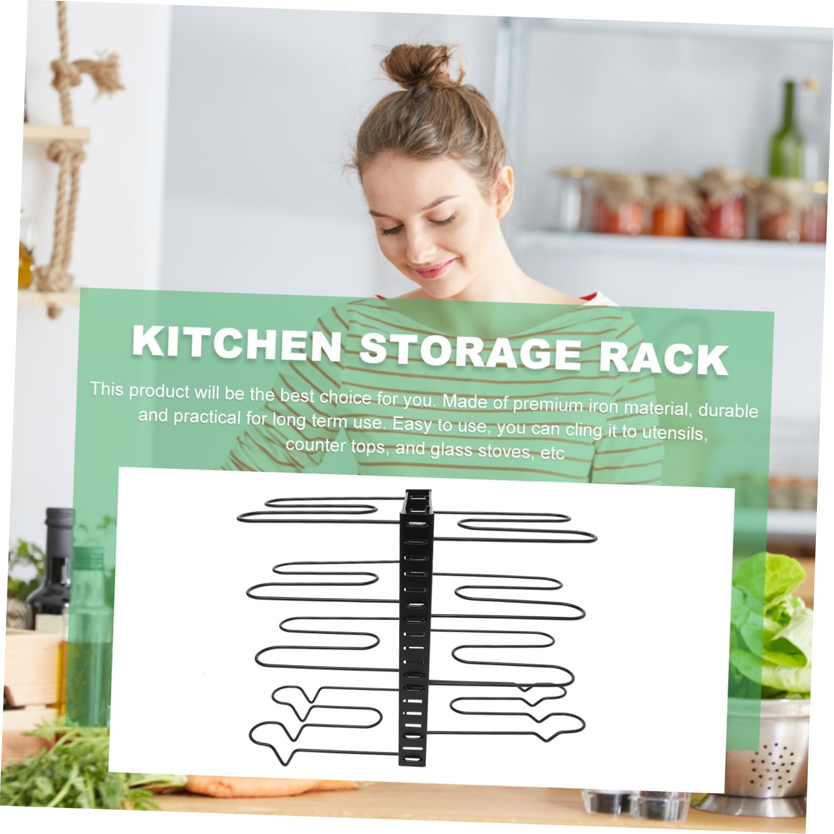 SHOWERORO Portaoggetti Per Pentole Vassoio Per Cucina Set Di Ripiano Per Coperchi Cucchiai Spatole Organizzazione Cucina Ferro