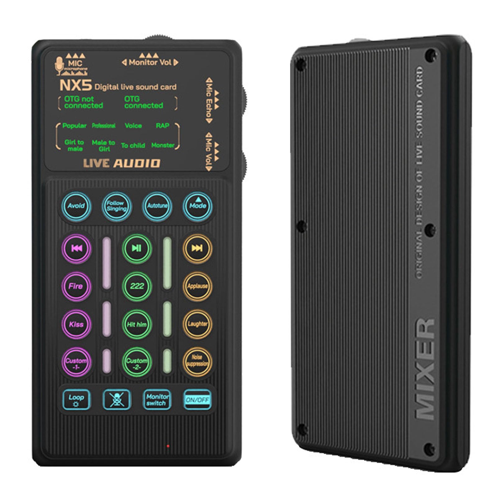 Stimmenverzerrer, Bluetooth-Stimmenverzerrer mit 8 Soundeffekten, 6 Hallmodi, RGB-Licht, inklusive Mikrofon-Kopfhörer, für Streaming, Gaming
