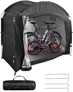 Fahrradzelt Wasserdicht Fahrradlagerzelt Tragbar Camping Beistellzelt Fahrrad Garage Gerätezelt Outdoor Fahrradabdeckung Gartenzelt für Fahrräder Motorräder Gartengeräte Rasenmäher Schwarz