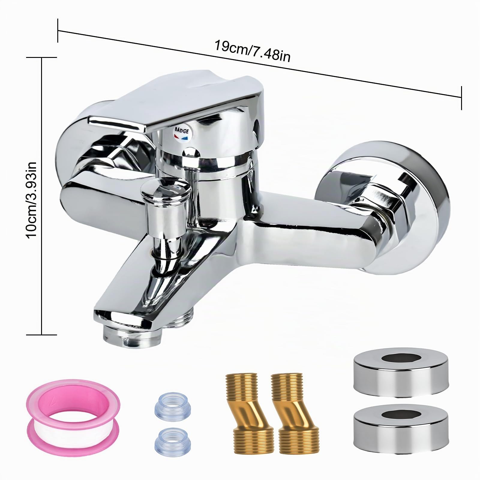 Grifo monomando para bañera, monomando, montaje en pared, grifo de ducha, grifo mezclador para bañera, salida de ducha de 1/2 pulgadas, cromado