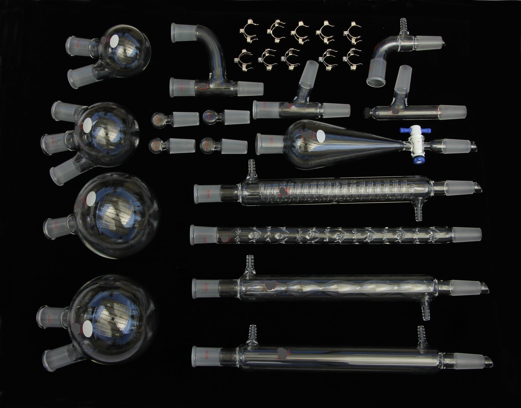 Kit di vetreria da laboratorio for chimica organica in vetro congiunto 24/40 - Attrezzatura da laboratorio completa for esperimenti di chimica(27 Pcs)