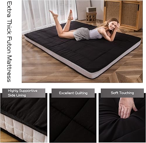 Miniatura 4 de MAXYOYO Colchón tipo futón, acolchado, japonés, para cama, extragrueso, plegable, transpirable, tumbona para el suelo, cama de invitados para sofá