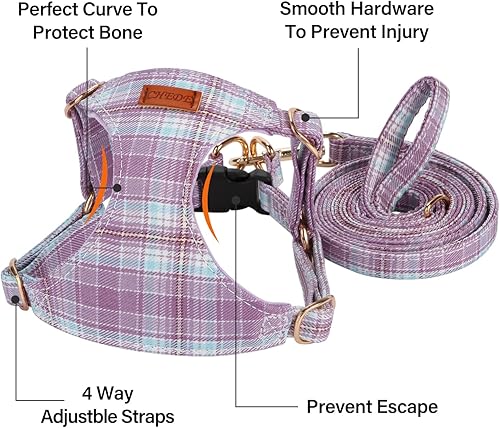 Miniatura 7 de CHEDE No Pull Floral Pattern Dog Harness - Lightweight and Soft, Adjustable Small Dog Harness Set with Leash, Suitable for Puppy to Medium-Sized Dog