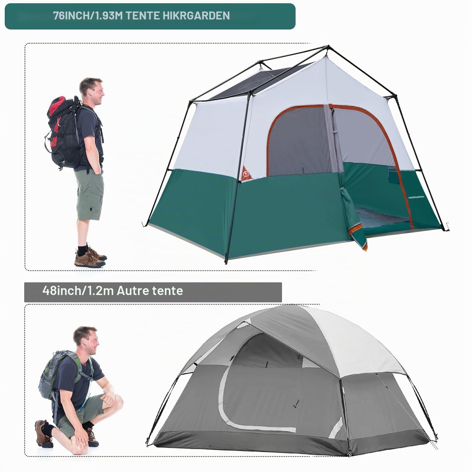 Hikergarden Tente de Camping pour 4 à 6 Personnes – Tente familiale Portable pour Camping