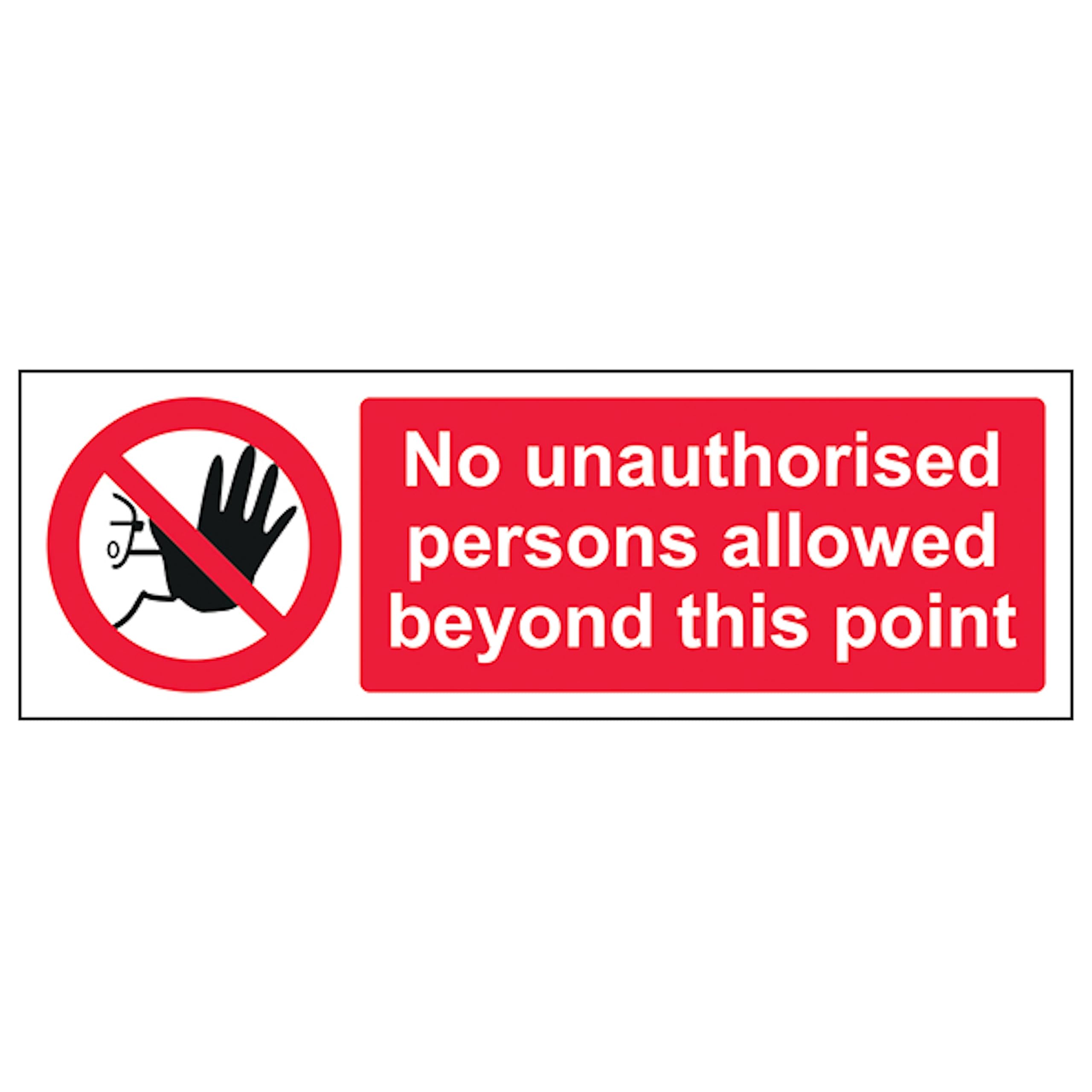 V Safety No Unauthorised Persons - Landscape 300 x 100 mm - 2mm Super-Tough Rigid Plastic Safety Sign