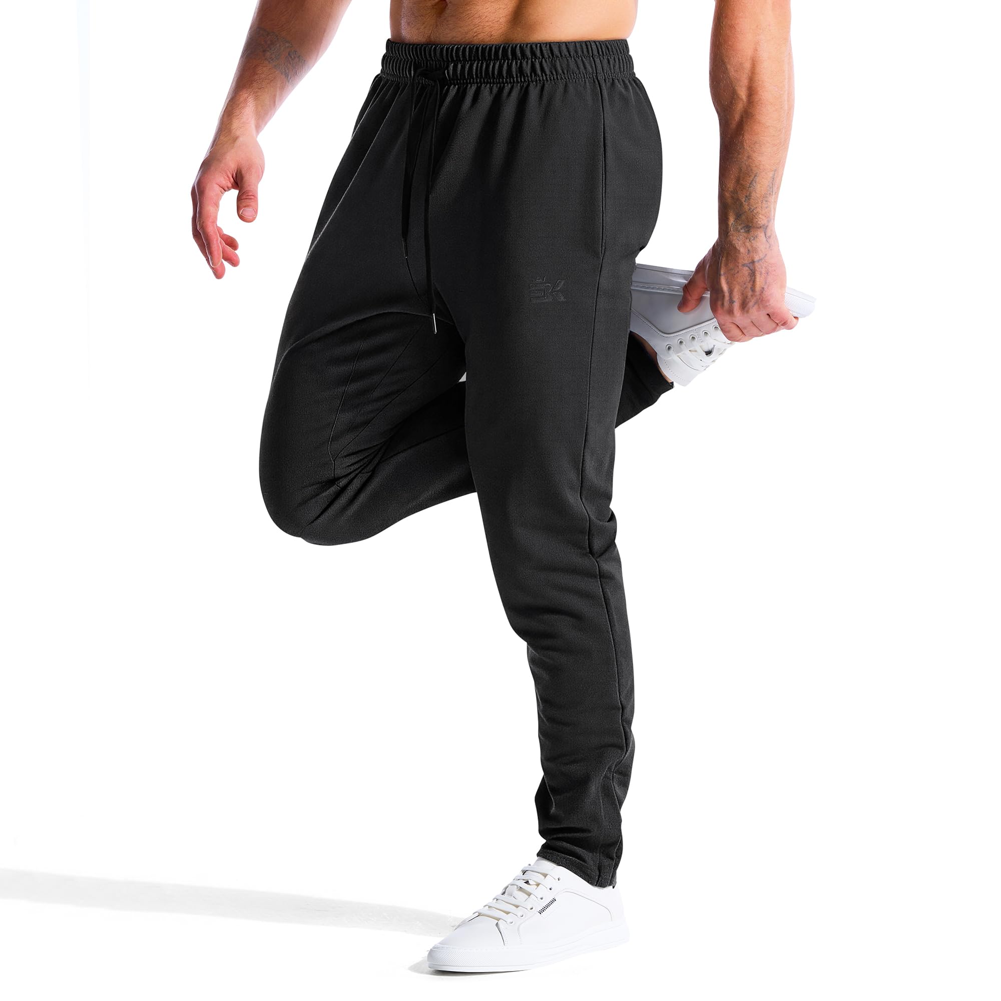 BROKIG Baumwolle Sporthose Herren Lang Gym Slim Jogginghose | Fitness Laufhose Herren Lang, Trainingshose Herren mit Verdecktem YKK Reißverschluss, Workout Jogginghose Herren
