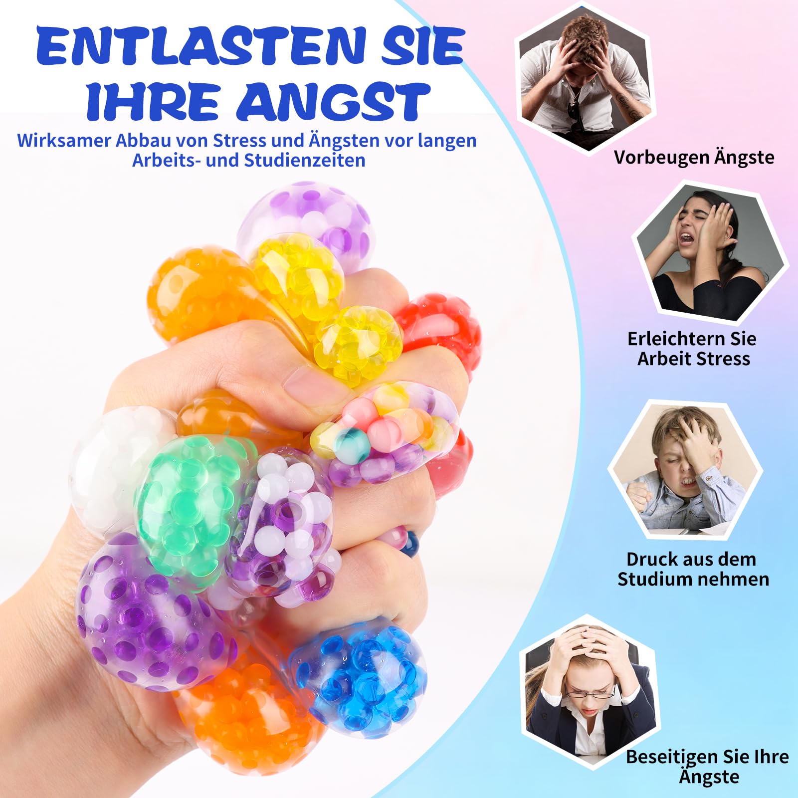LOMIMOS 24 sztuki piłeczki antystresowe, mini zabawki antystresowe kulki Squishy Balls z perłą wodną, piłeczka antystresowa do ugniatania na redukcję lęku i uspokojenie, prezenty na urodziny