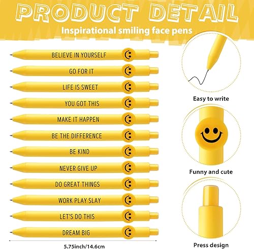 Vista 28 de Fuutreo 50 unidades de regalos de agradecimiento a los empleados, bolígrafos inspiradores, citas motivacionales, bolígrafos con cara sonriente