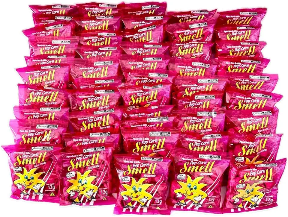 Pipoca Doce Smell, Açucarada, Pacotes de 12g, Caixa com 50 Unidades