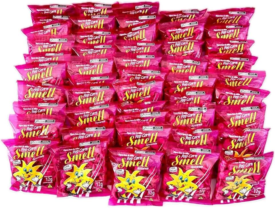 Pipoca Doce Smell, Açucarada, Pacotes de 12g, Caixa com 50 Unidades