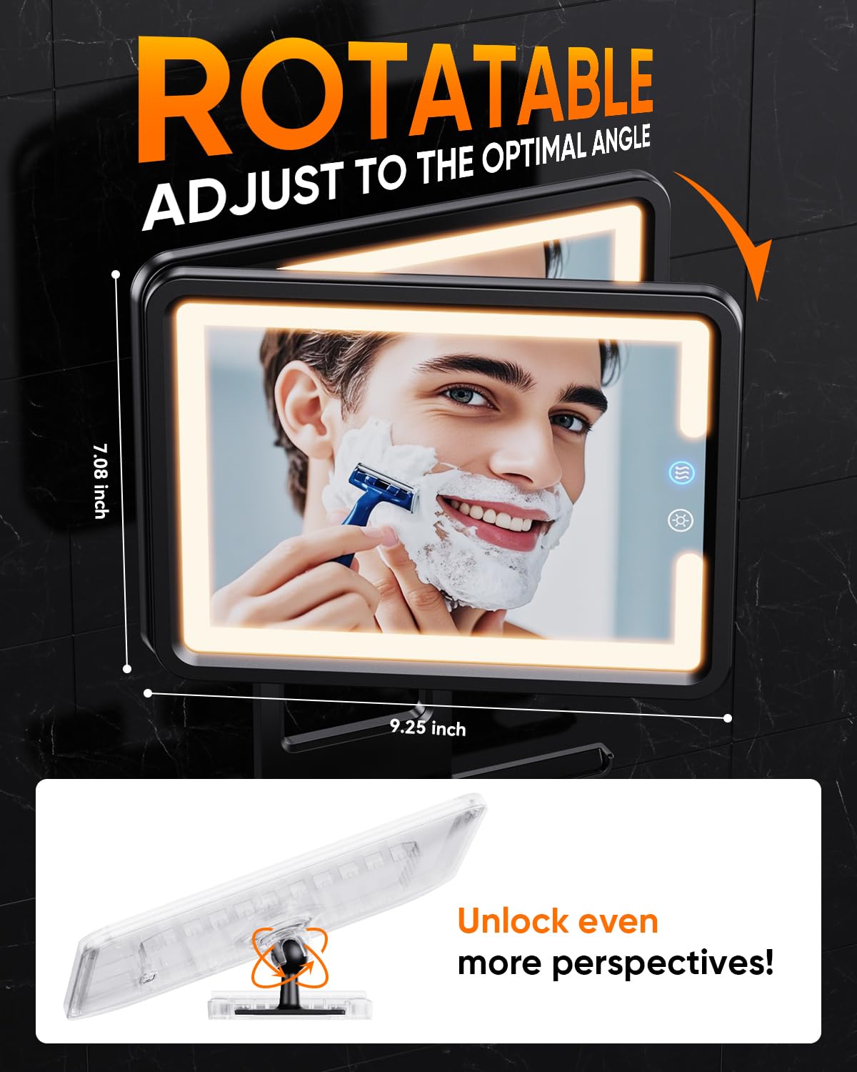 Fogless Heated Shower Mirror - Razor Holder -7 Fogless Heated Shower Mirror - Razor Holder -7