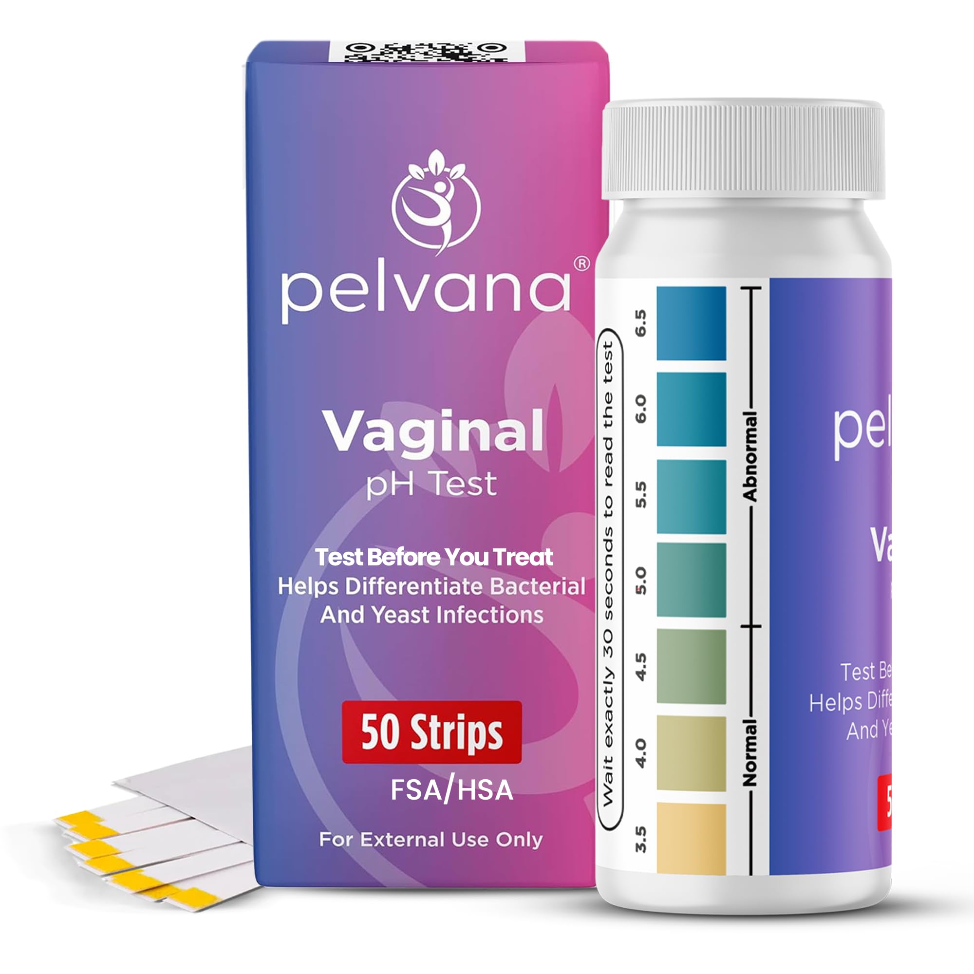 pelvana vaginal ph test strips for women  50 strips at-home bv and yeast infection test kit vaginal ph tester to differentiate between conditions