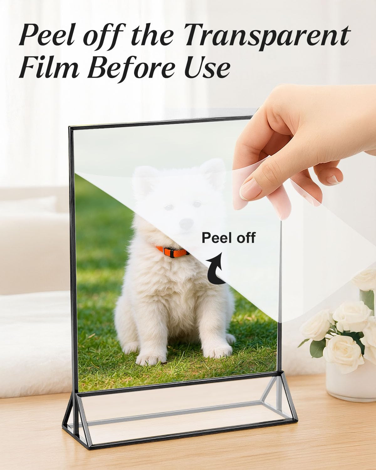 Paquete de 8 soportes acrílicos de 5 x 7 pulgadas, soporte vertical transparente de doble cara, soporte para folleto de menú para números de mesa de boda, letreros de restaurante, fotos de