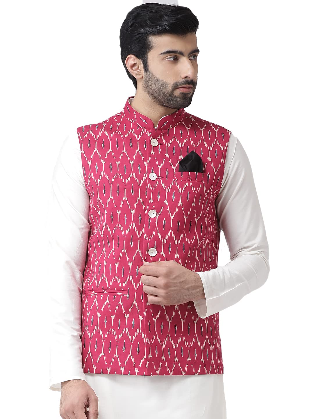 Men's Printed Sleeveless Cotton Blend Nehru Jacket | Ethnic Jacket-Waistcoat for Men's Multicolor