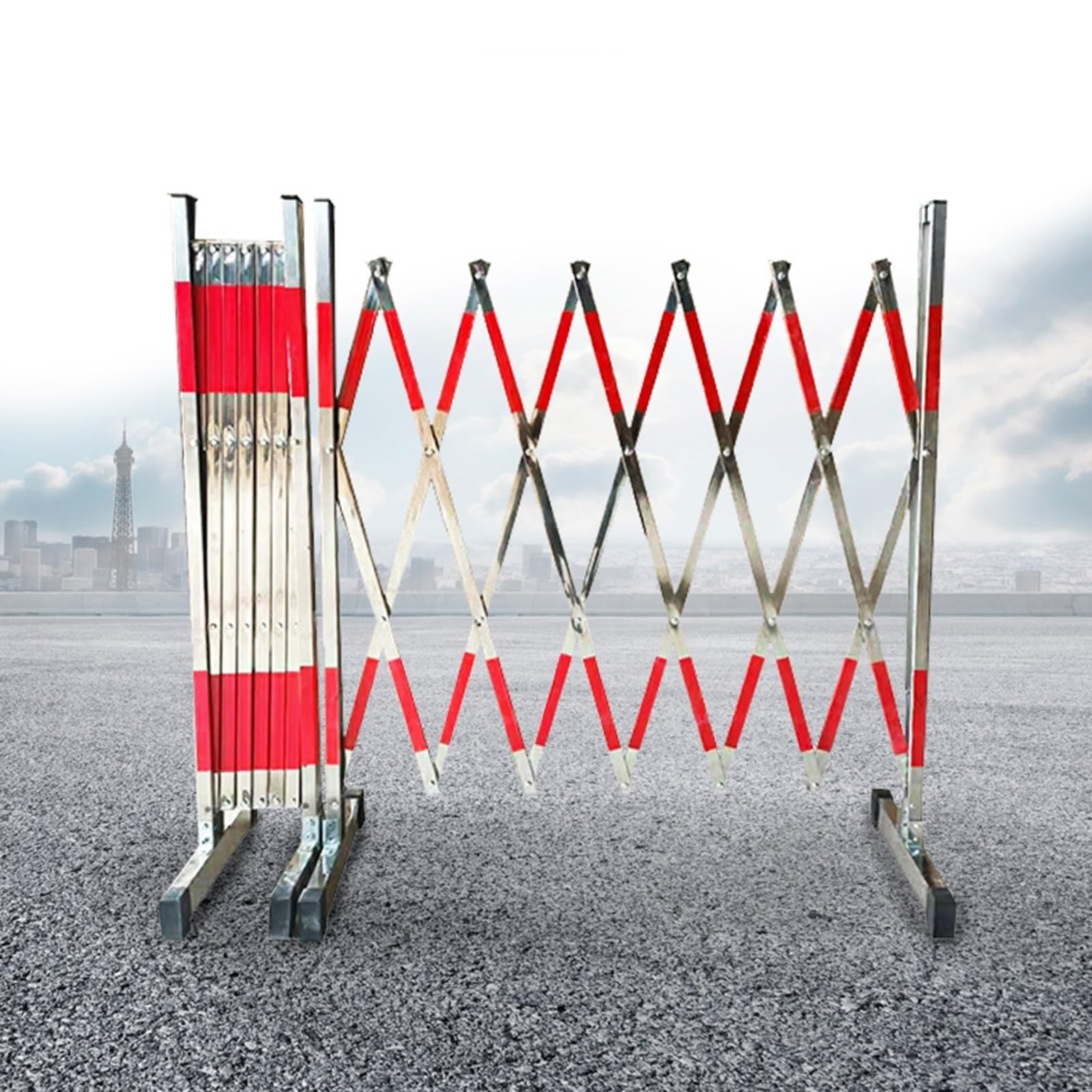 Barriera Retrattile in Acciaio Inox - Parapetto di Sicurezza Mobile con Ruote per Il Controllo del Traffico, Ideale per Garage, scuole, Centri Commerciali, Eventi all'ape