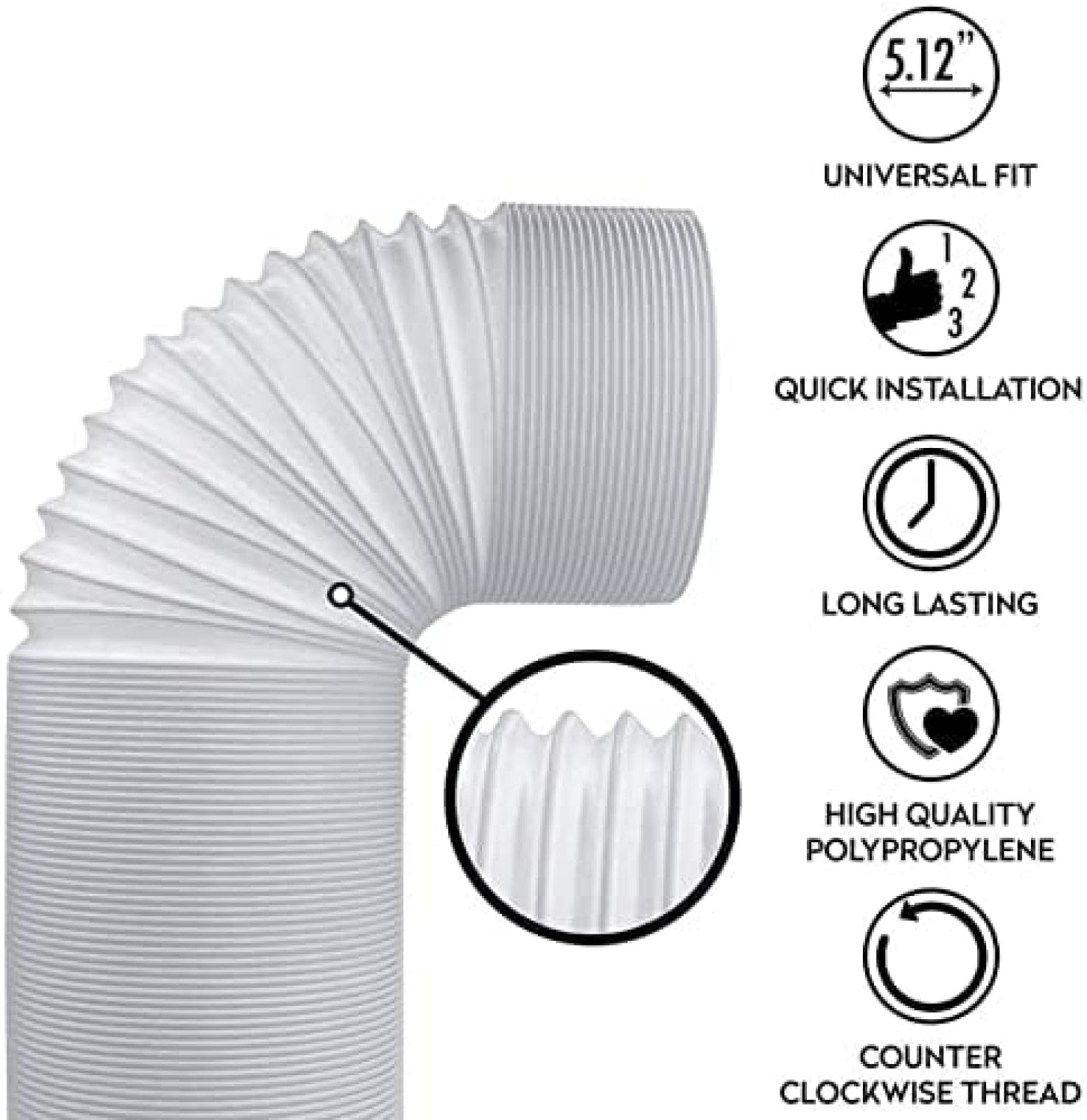 Abluftschlauch Durchmesser 150 mm Universeller Luftschlauch aus PP und Stahldrahtschlauch flexibel und langlebig für Klimaanlage, Mobile Klimaanlage, Wäschetrockner, Dunstabzugshaubentrockne