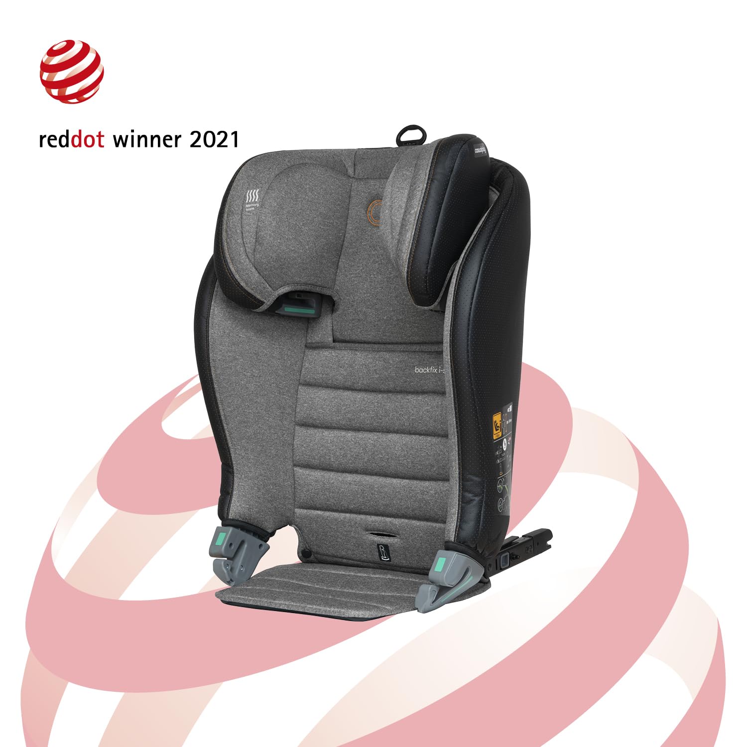 Casualplay Backfix i-size Silla de coche para niños de 3 a 12 años, de 100 a 150 cm, con isofix. Reduce el mareo. Light grey.
