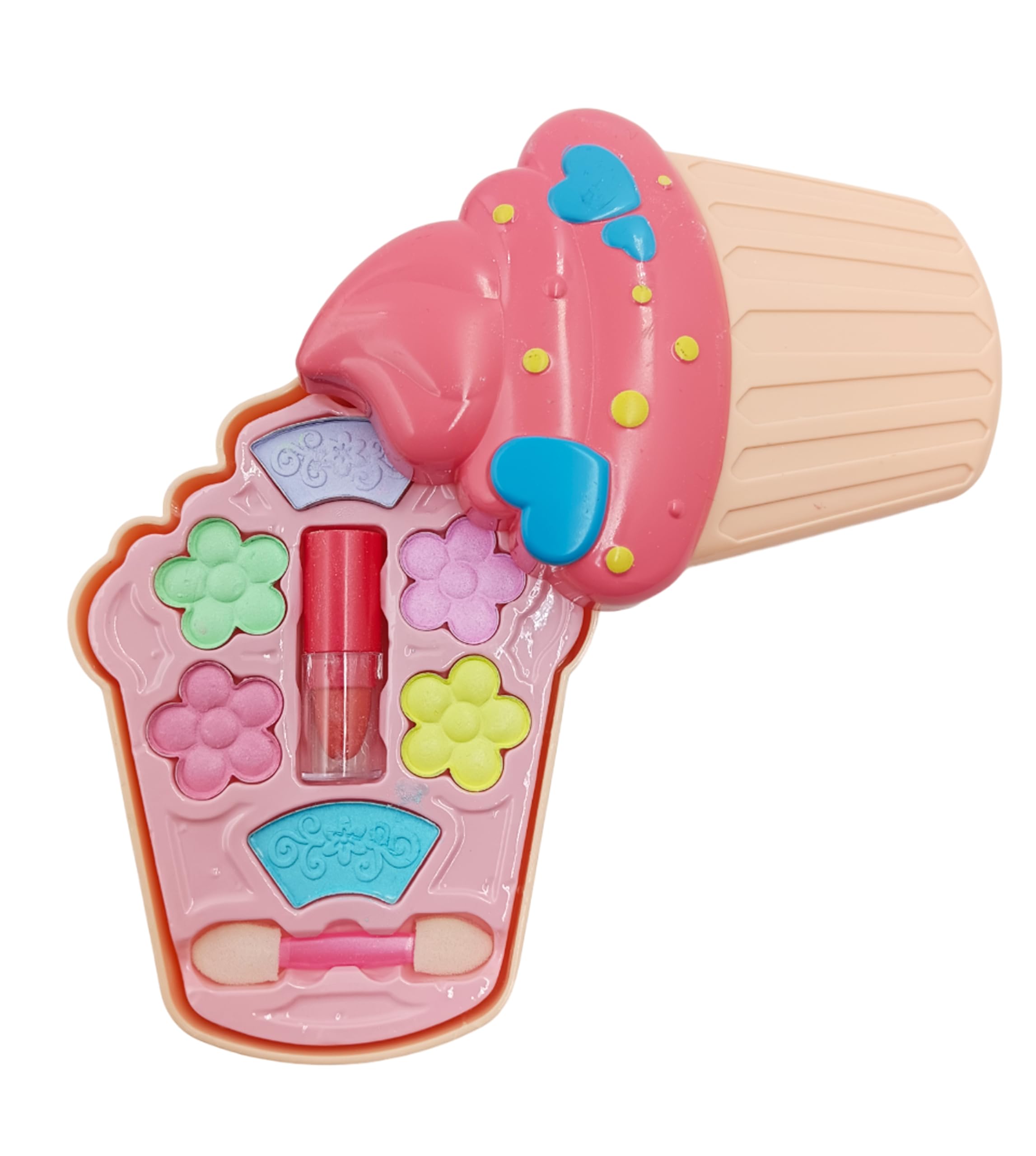 Natchcart Pretend Makeup for Girls Kids Children, Safe & Non-Toxic Play Beauty Toy Set Salon Toy Kit Cosmetics Kits with Foldable Icecream Cup Girls Toys for Age 3 4 5 6 Years Old (Cup Icecream)