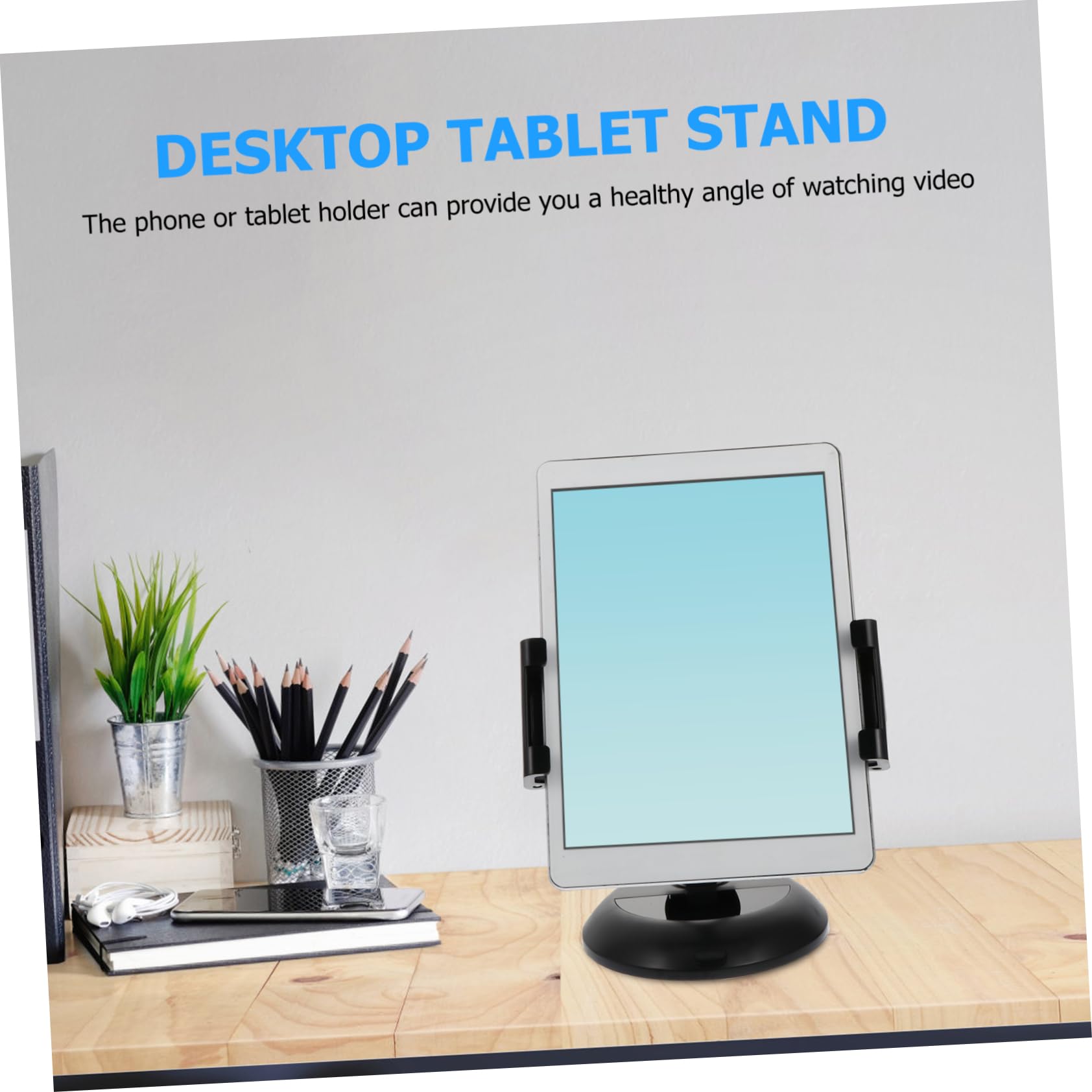 Uonlytech Supporto Pieghevole per Tablet da Tavolo Nero Abs Metallo | Telefono e Tablet, Antiscivolo, Angolo di Visione Salutare, Leggero e Salvaspazio