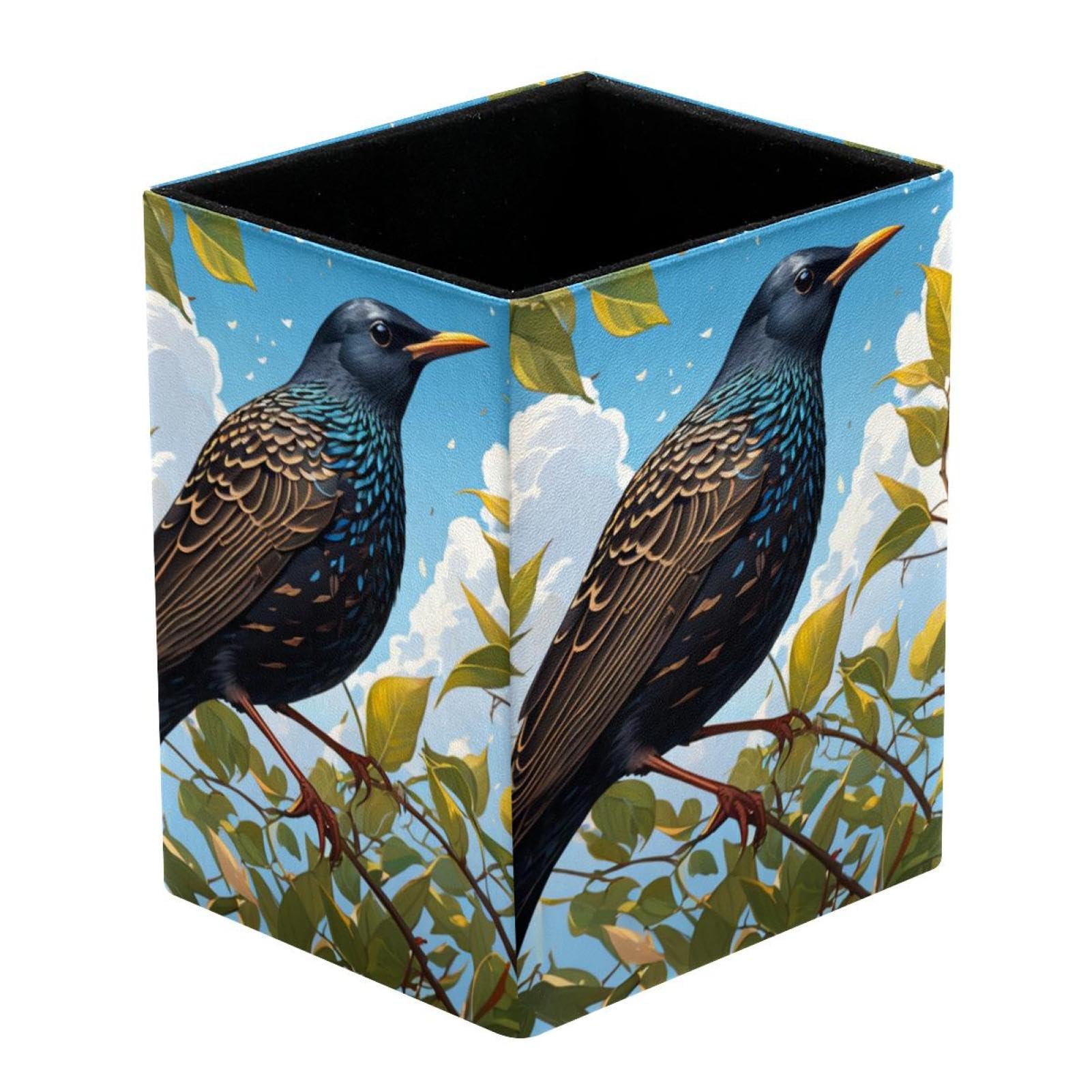 Compact Pen Holder - Functional Desktop Organizer for School, Art Studio, and Makeup Vanity, Cute Starling