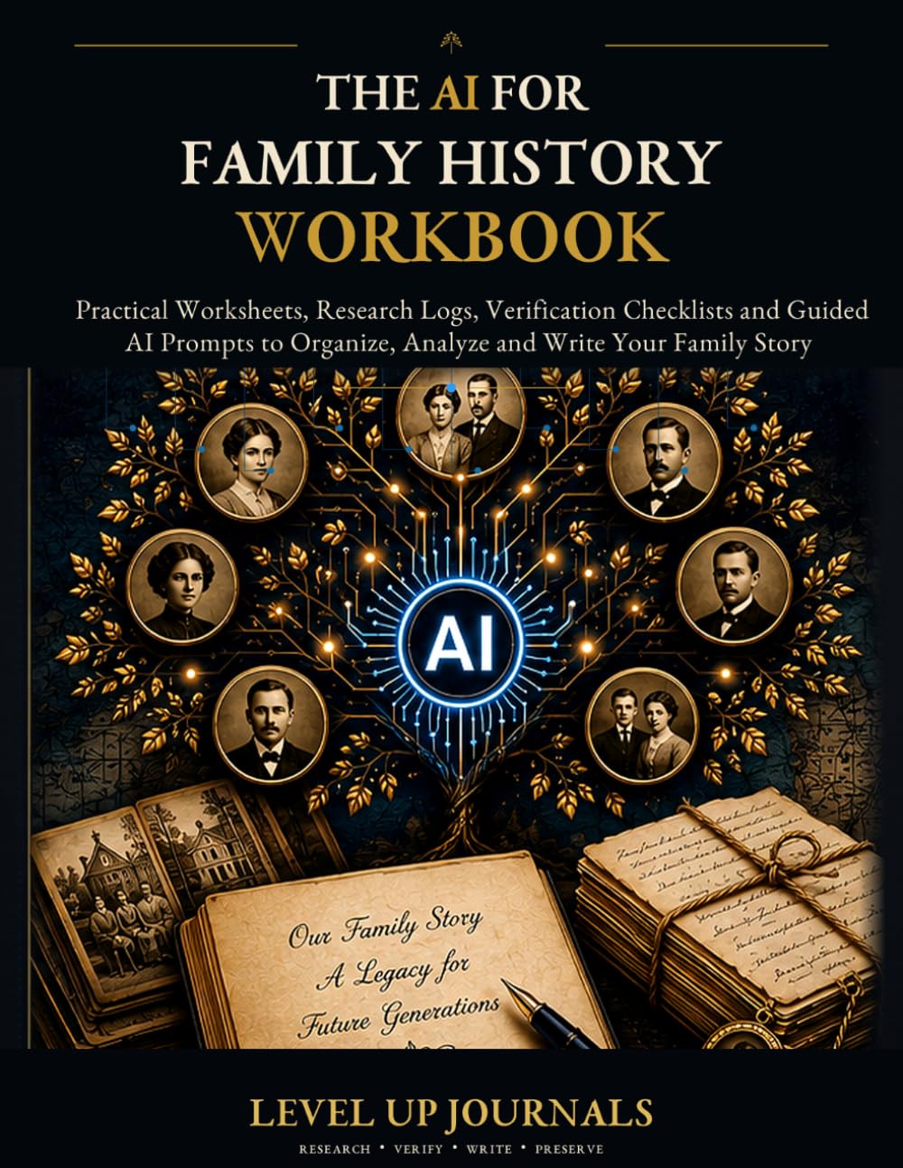 The AI for Family History Workbook: Practical Worksheets, Research Logs, Verification Checklists and Guided AI Prompts to Organize, Analyze and Write Your Family Story