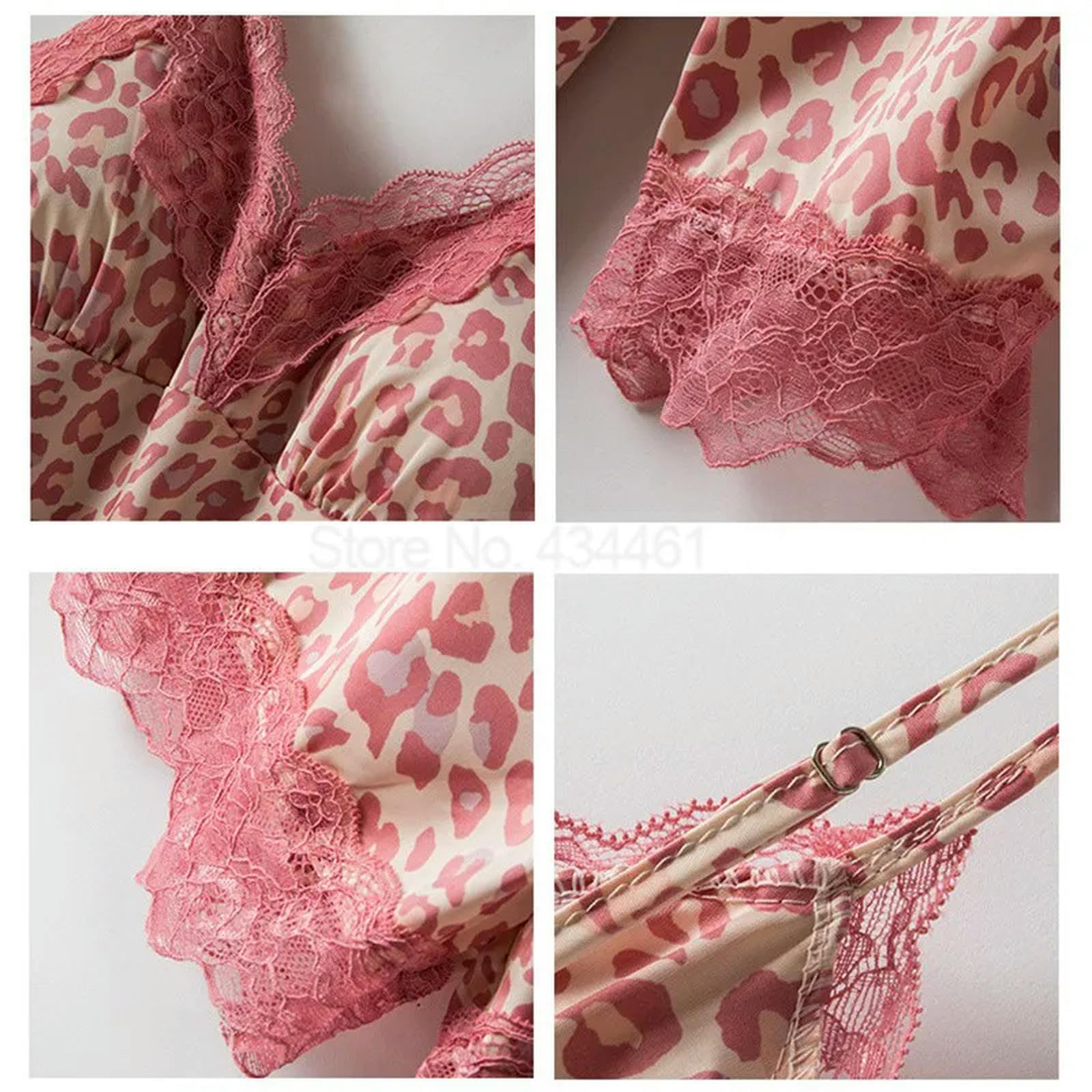 Camicia da Notte Donna Abito da Bagno in Pizzo Satinato da Donna Notturna 2 Pezzi di Veste Leoparda Set da Camicino da Camicia da Camicia E Abito da Un Accappatoio