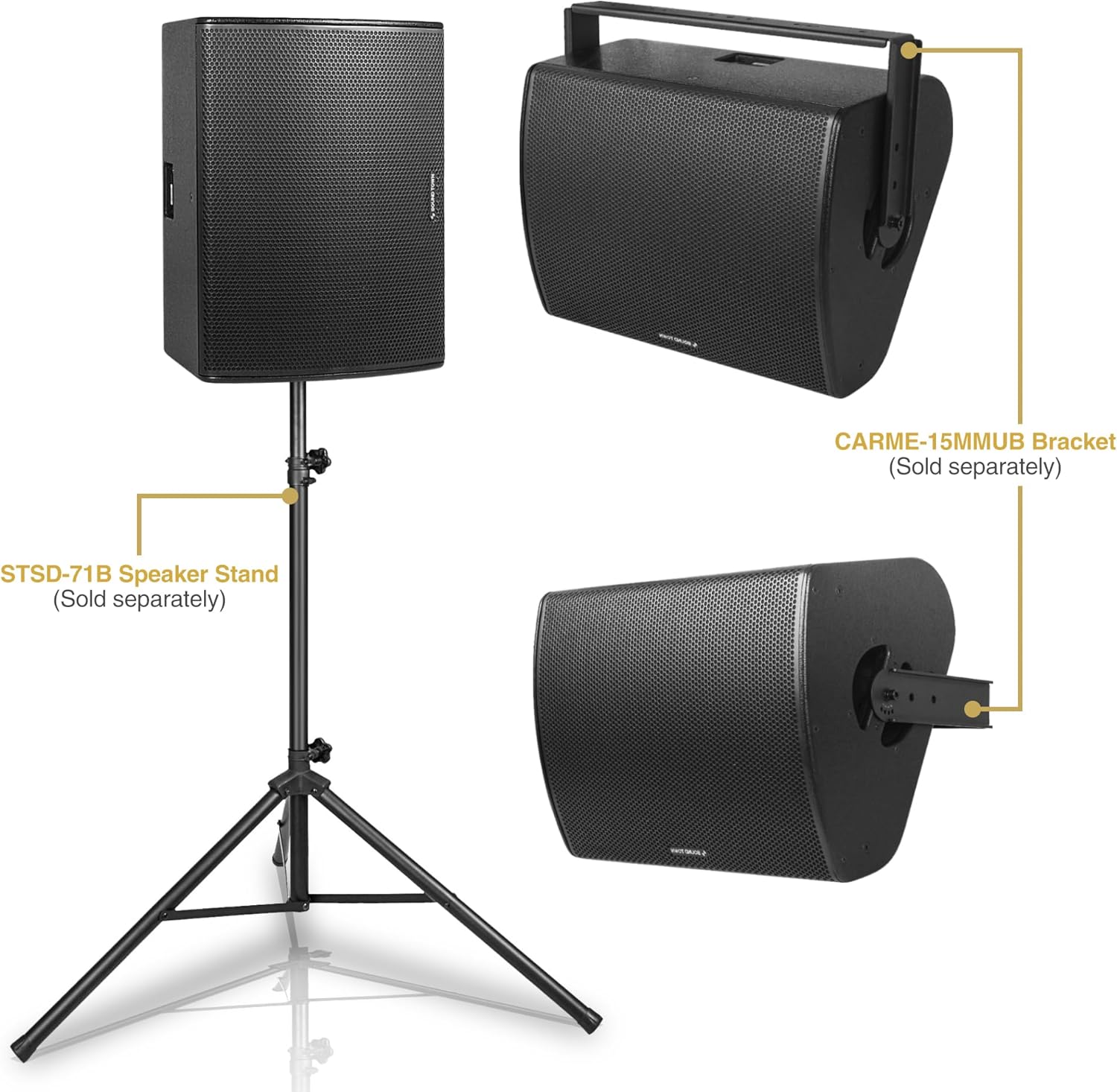 Sound Town CARME Series 15" Multipurpose Loudspeaker/Monitor with Coaxial Compression Driver, Birch Plywood for Installation, Live Sound, Karaoke, Bar, Church, Black (CARME-15MM)