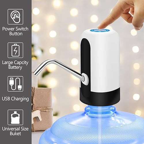 Miniatura 5 de cs-q2 Dispensador eléctrico de agua - Bomba de carga USB de 5 galones con pantalla LED, interruptor automático de botella de agua potable (blanco)