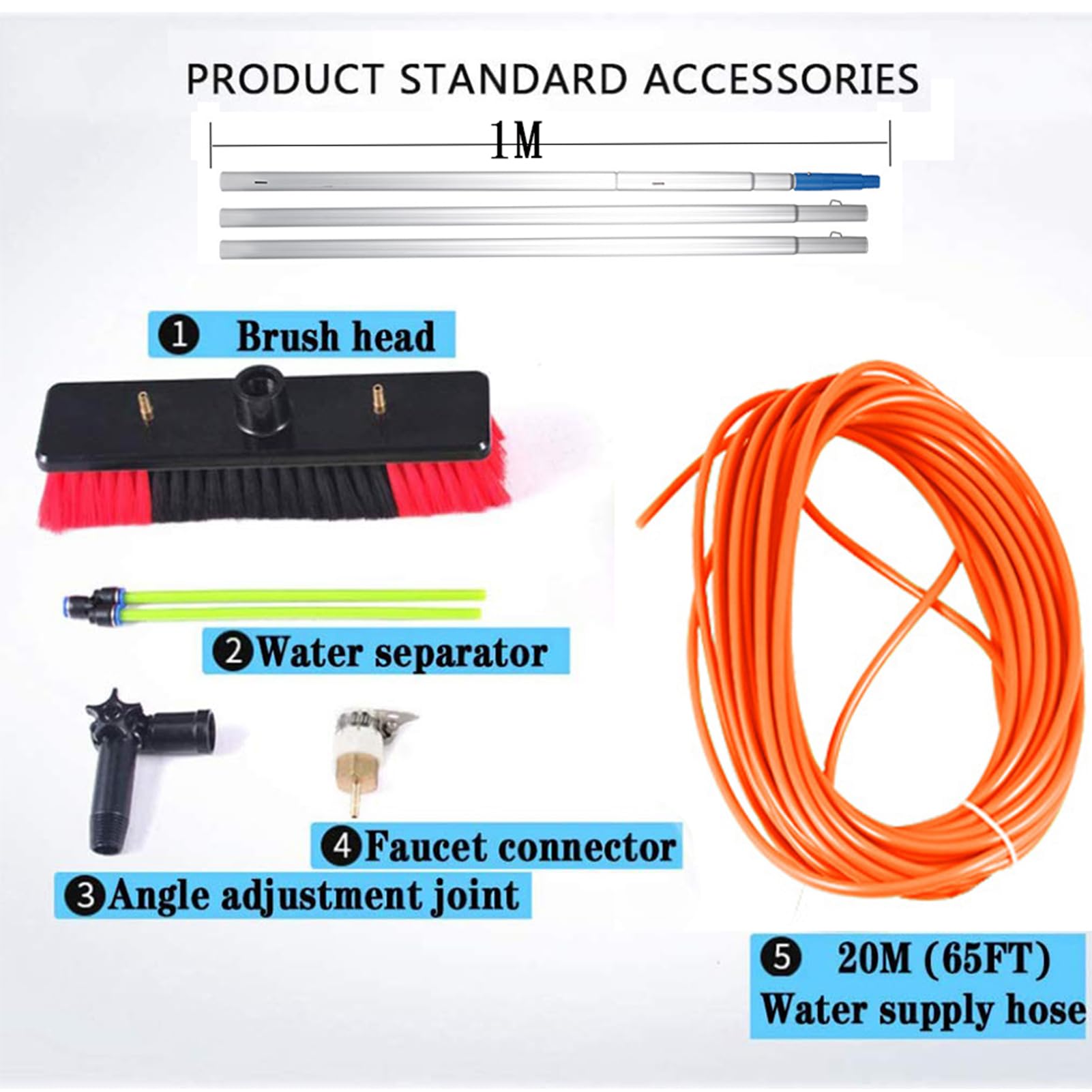 Kit di aste regolabili alimentate ad acqua per la pulizia dei pannelli solari, strumento per la pulizia di vetri e tetti di finestre da 300 cm, strumento per la pulizia efficiente delle finestre