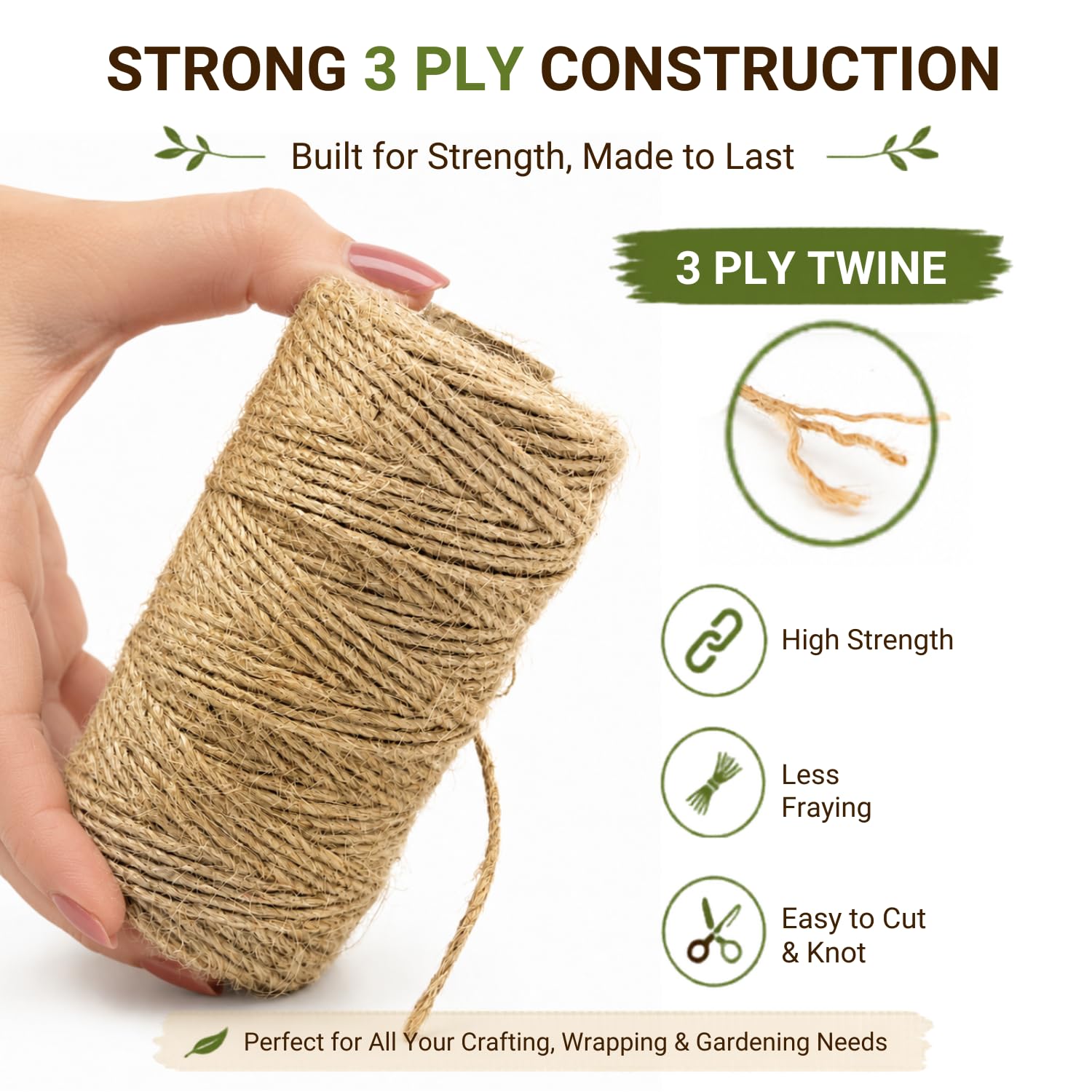 Natural Jute Twine - 300M for Crafts & Gardening -3 Natural Jute Twine - 300M for Crafts & Gardening -3