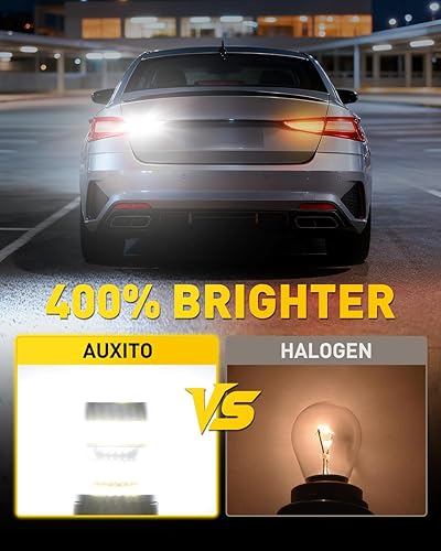 Miniatura 54 de AUXITO Bombilla LED blanca 1157, 400% superbrillante, 2057 2357 7528 BAY15D, bombillas LED para respaldo, señal inversa, intermitente, Blanco