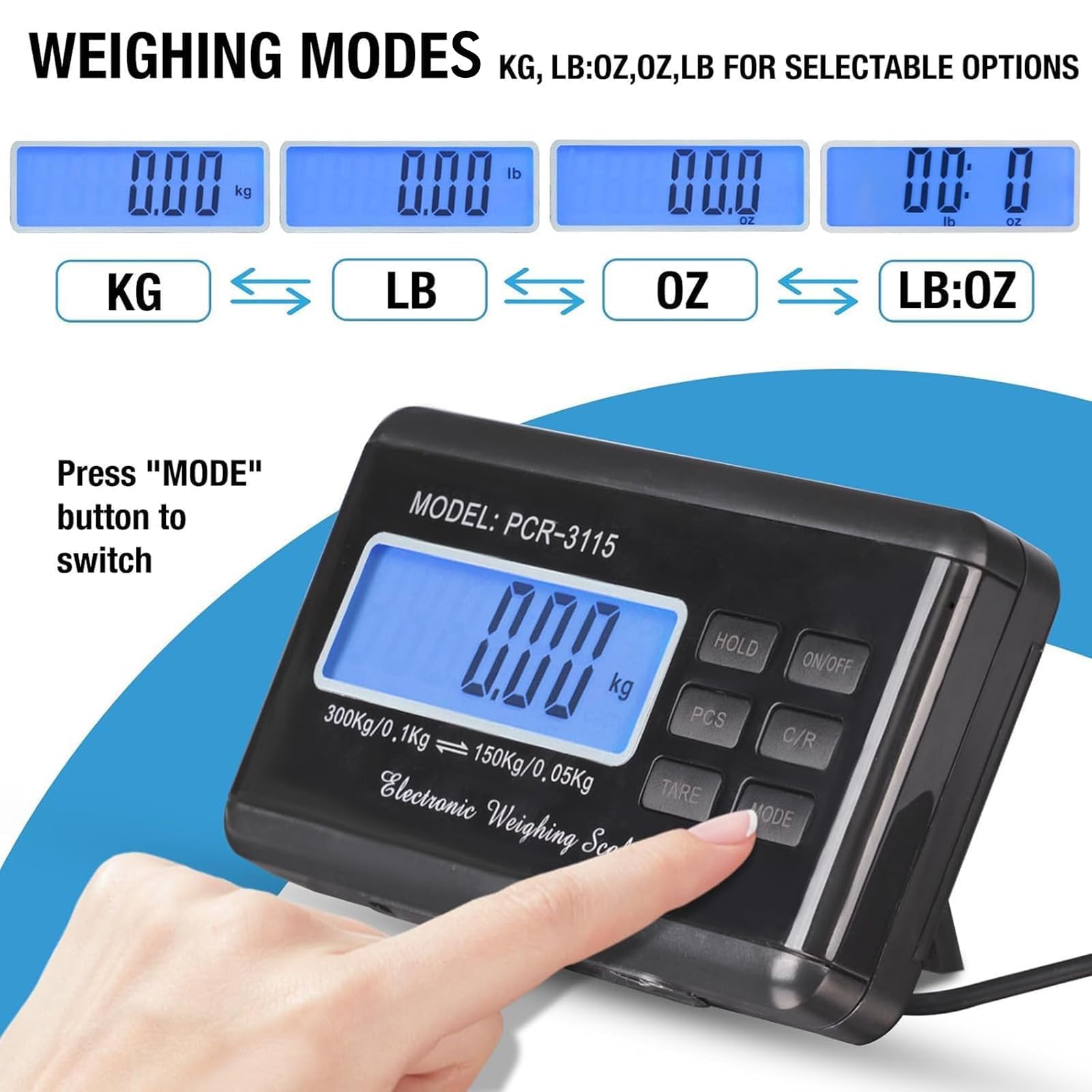 SurmountWay Pèse-personne numérique LCD 299,4 kg Balance Poids Plate-forme robuste portable en acier inoxydable pour envoi postal Poids pour Balance 35,6 x 30,5 cm