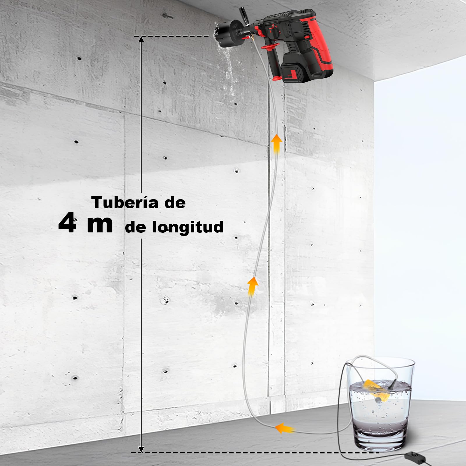 XIIW Adaptador SDS Max a 1 1/4" UNC para Brocas y Perforadora Hormigon Con Bomba y Manguera 4 m, Riego Automático, Acero 42CrMo4, G1/4", para Corona para Hormigon, Brocas de Núcleo