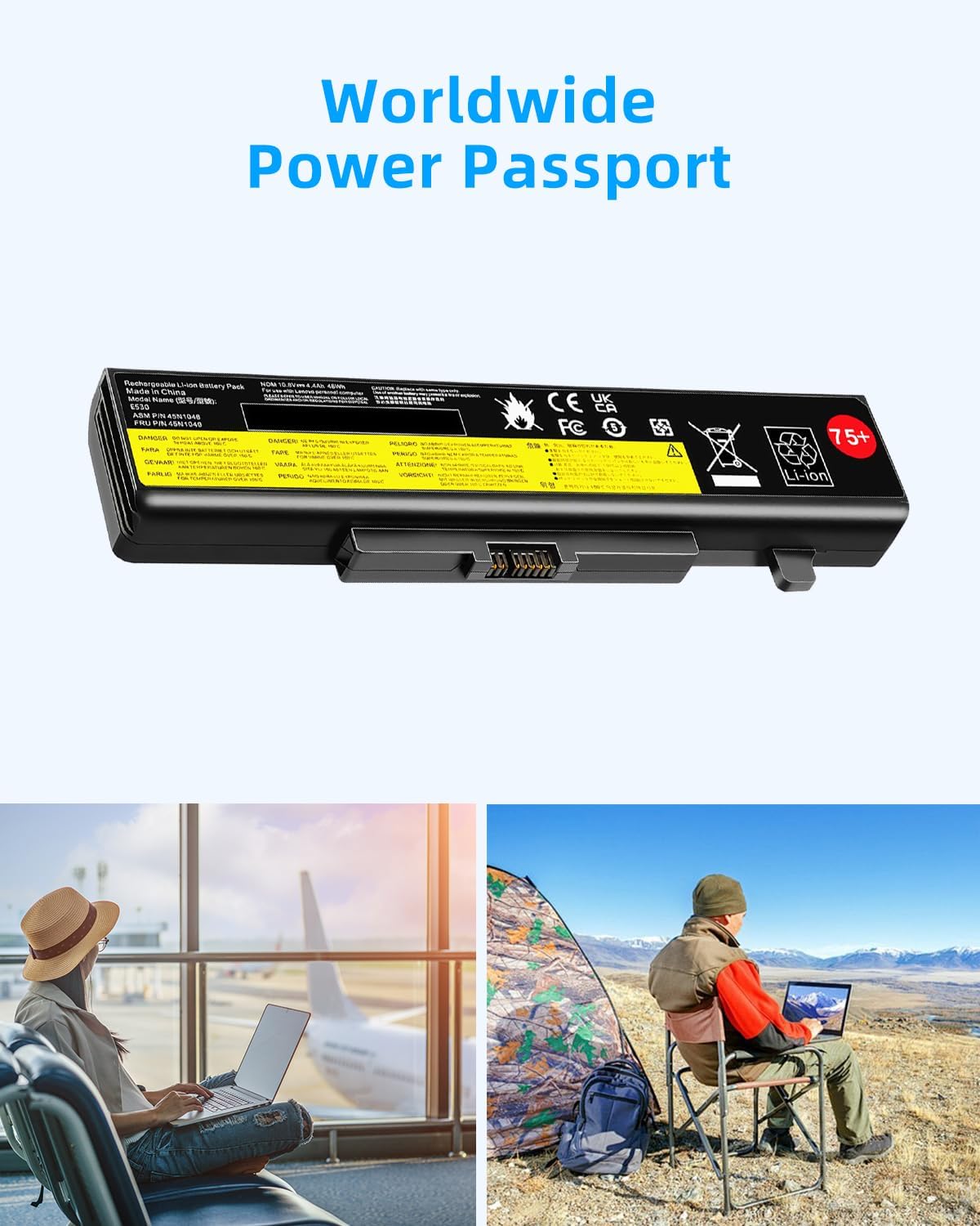 58Wh/5200mAh 75+ 45N1048 45N1049 45N1043 45N1042 45N1051 45N1052 45N1054 Laptop Battery Replacement for Lenovo for ThinkPad E430 E431 E435 E440 E445 10.8V High Performance