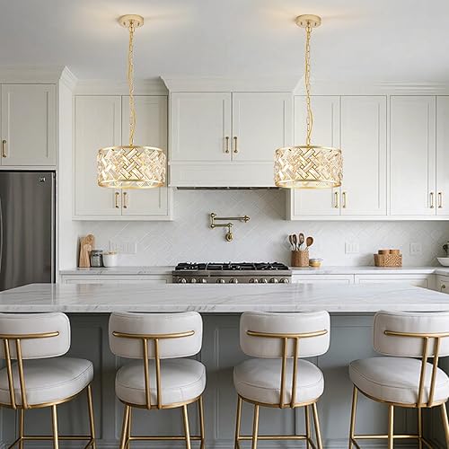 Miniatura 6 de Gold Crystal Chandelier,3-Light Morden Dining Room Light Fixture,12.4" Small Round Pendant Light for Bedroom Kitchen Foryer Entryway Hallway Living