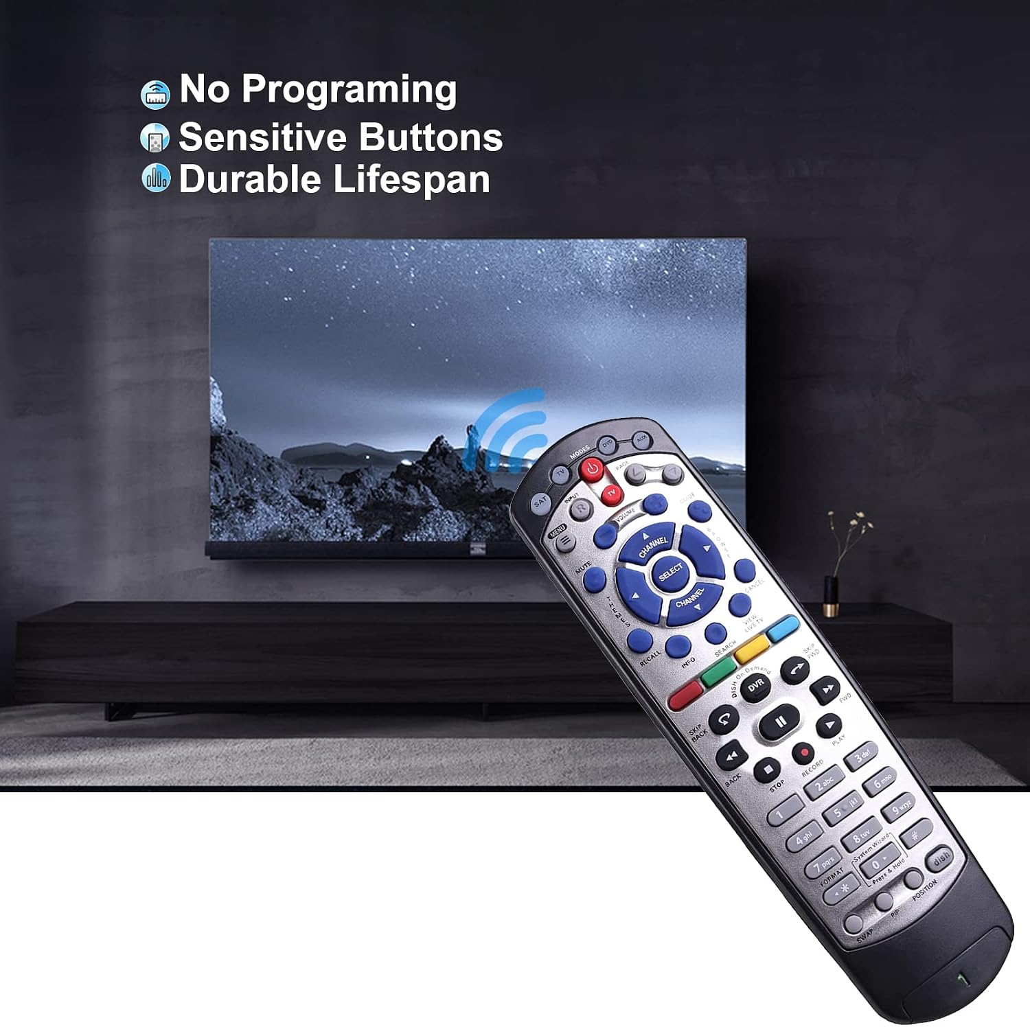 New IR Remote Control for Dish Network 20.1 IR Satellite Receiver TV DVD VCR