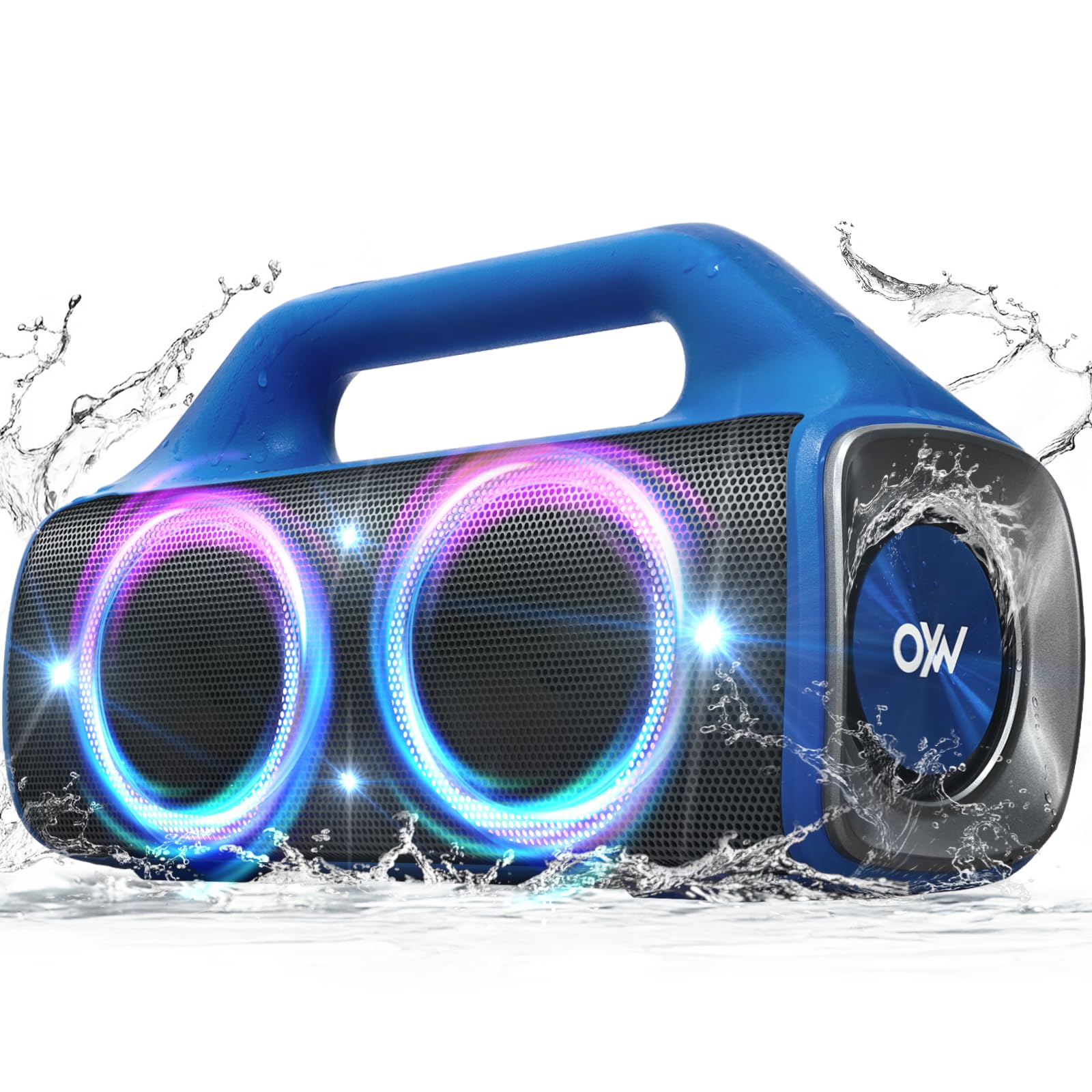 OYW IPX67 Waterproof Bluetooth Speaker:80W(Peak) Loud Outdoor Portable Wireless Party Speakers with LED Lights,20H Playtime,Bluetooth 5.3,Deep Bass & TWS for Pool,Beach — view 11