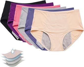 New Upgrade Incontinence Underwear for Women, 6 Pcs Plus Size Panties Soft Cotton Underwear for Women