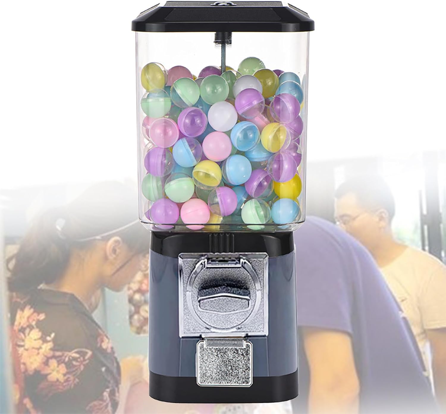 Gashapon Machine with 200 Toy Balls - Capsule Vending Machine for Kids, Gumball Dispenser, Candy Dispenser, Fun Gacha Toy Ball Machine - Grey Color