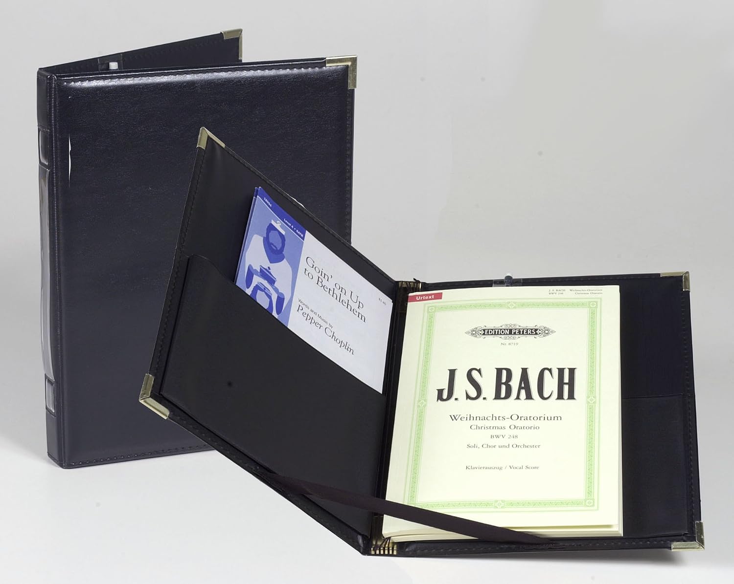 Marlo Plastics Premium Concert Choral Folder 9-1/4 x 12" with Elastic Stays, Pockets, Brass Corners, Pencil - Black