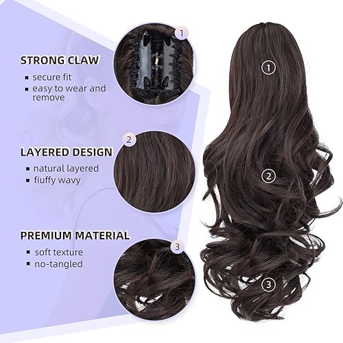 Miniatura 3 de Extensión de cola de caballo negra, extensiones de cabello sintético de 14 pulgadas, cola de caballo, extensiones de cabello corto y rizado, de