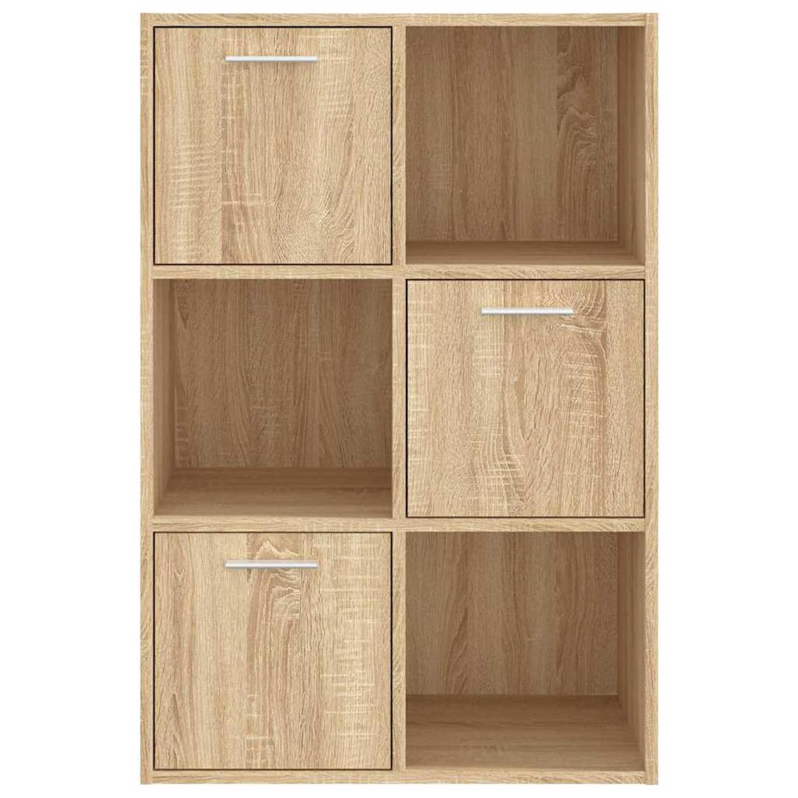 Tidyard Armadietto Rovere Sonoma 60x29,5x90 cm in Legno Multistrato 3 Ripiani Aperti e 3 con Ante per Ufficio 801137