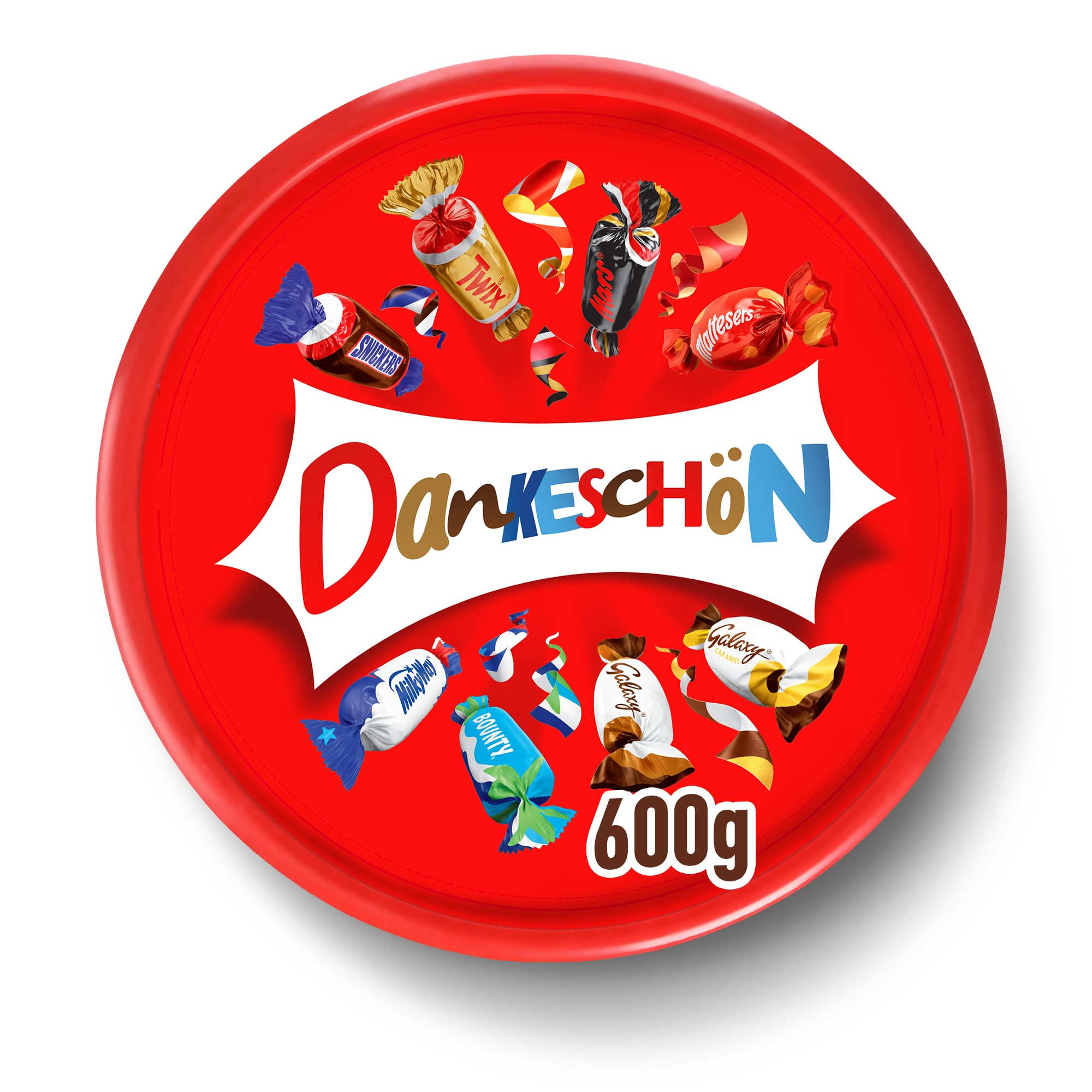 Celebrations "Dankeschön" Personalisierte Dose | Pralinenmischung | als Dankeschön | Geschenkbox | 1x 600-g-Dose
