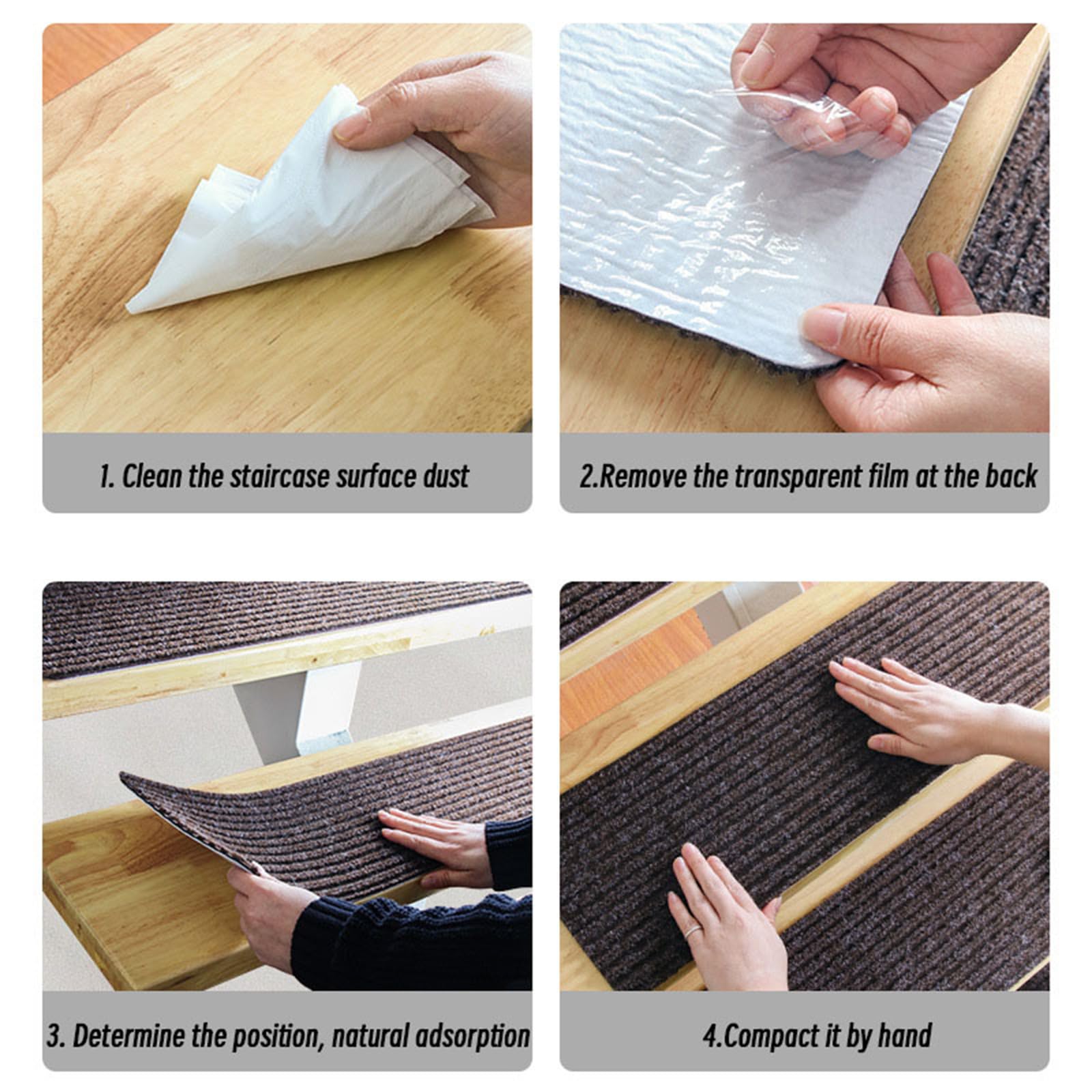 ENEN Tappetini per Scale Interne Copri Scalini Antiscivolo, Tappeto per Scale Gradini Antiscivolo di Sicurezza Tappeti per Scale Autoadesivi Riutilizzabile (15pc,Boemia 3)