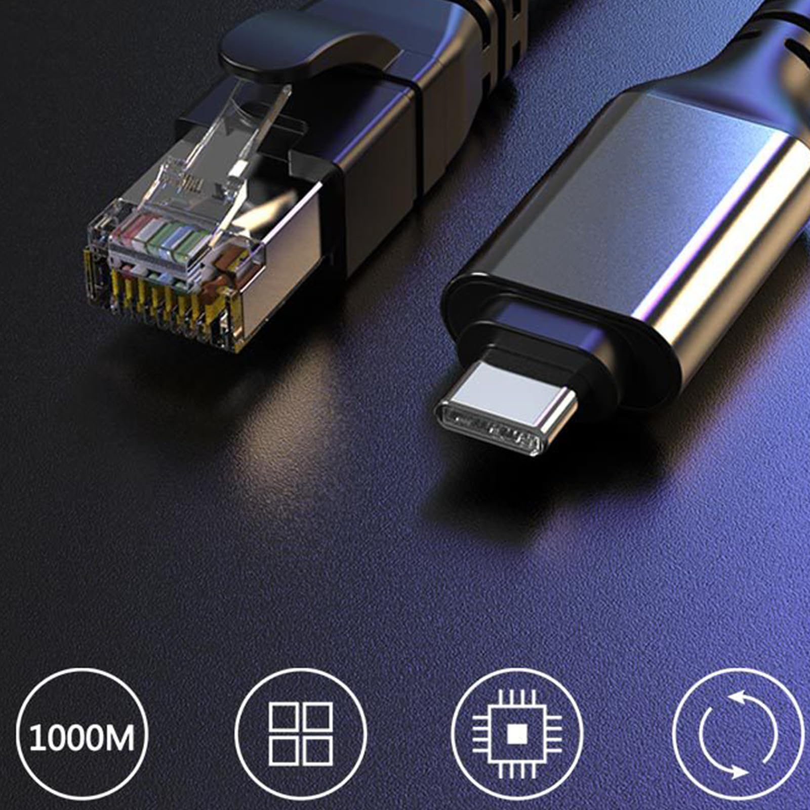 Cavo adattatore di rete USB tipo C a RJ45 Gigabit Ethernet ad alta velocità, 1000 Mbps, connettori per ufficio e