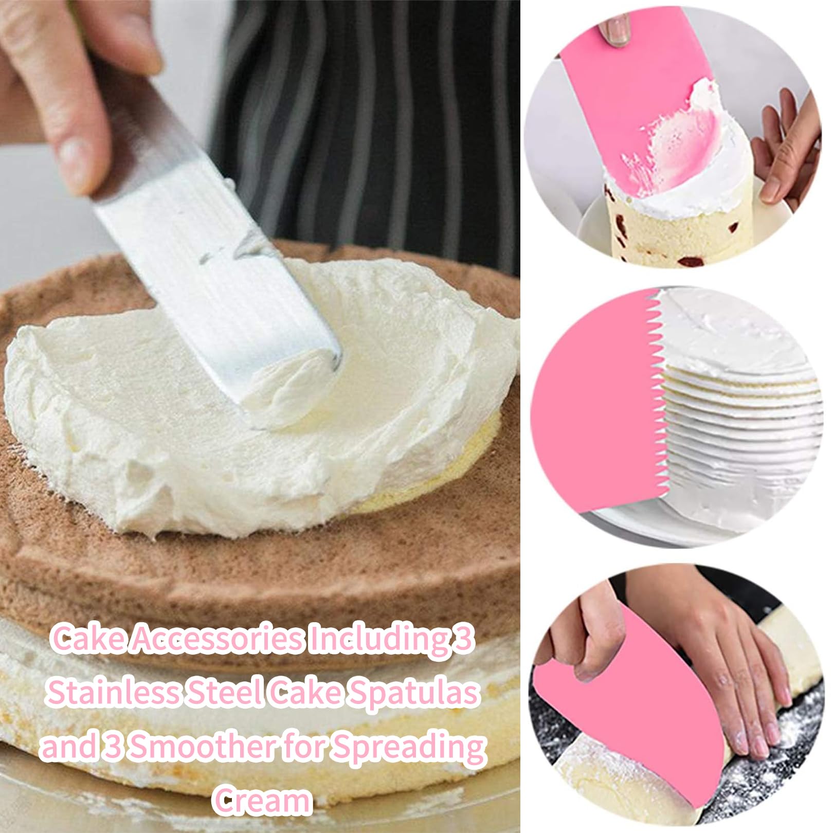 3 Stück Winkelpalette Torte,3 Stück Tortenspachtel,6 set für Spachtel Kleine Tortenpalette,Streichpalette Edelstahl,Abzieher Aus Backwerkzeuge Backzubehör,Brot Buttercreme Cake Kuchenbackwerkzeuge