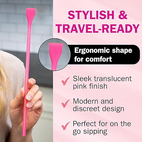 Miniatura 6 de Pajita antienvejecimiento sin arrugas, paquete de 2 unidades Tiktok Instagram ergonómico, sin BPA, reutilizable, apto para lavavajillas