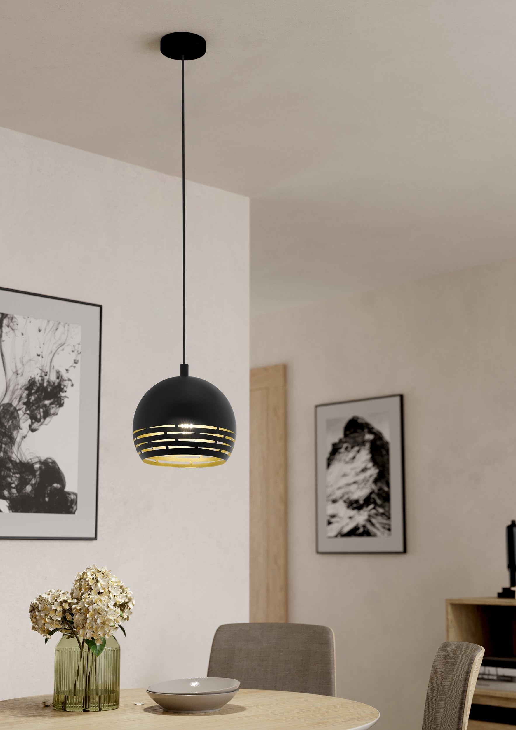 EGLO lampa wisząca Camastra, pojedyncza lampa sufitowa, lampa z metalu