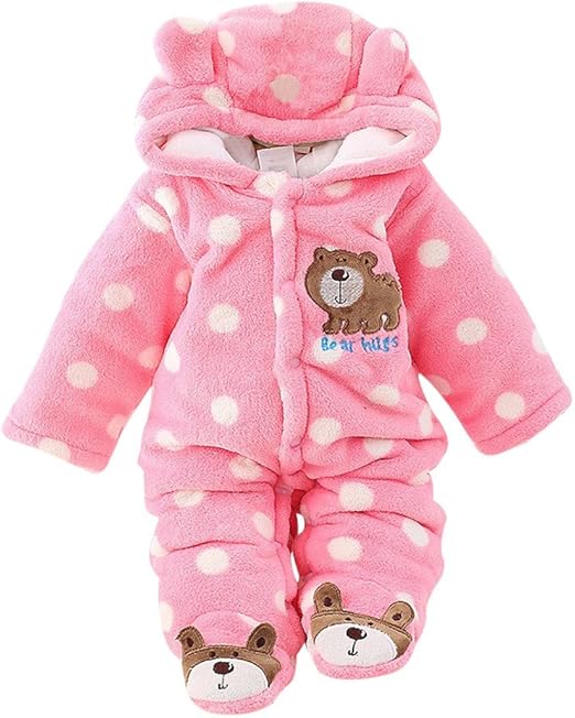 Deloito Newborn Unisex Baby Winter Jumpsuit Hooded Romper Fleece Onesie